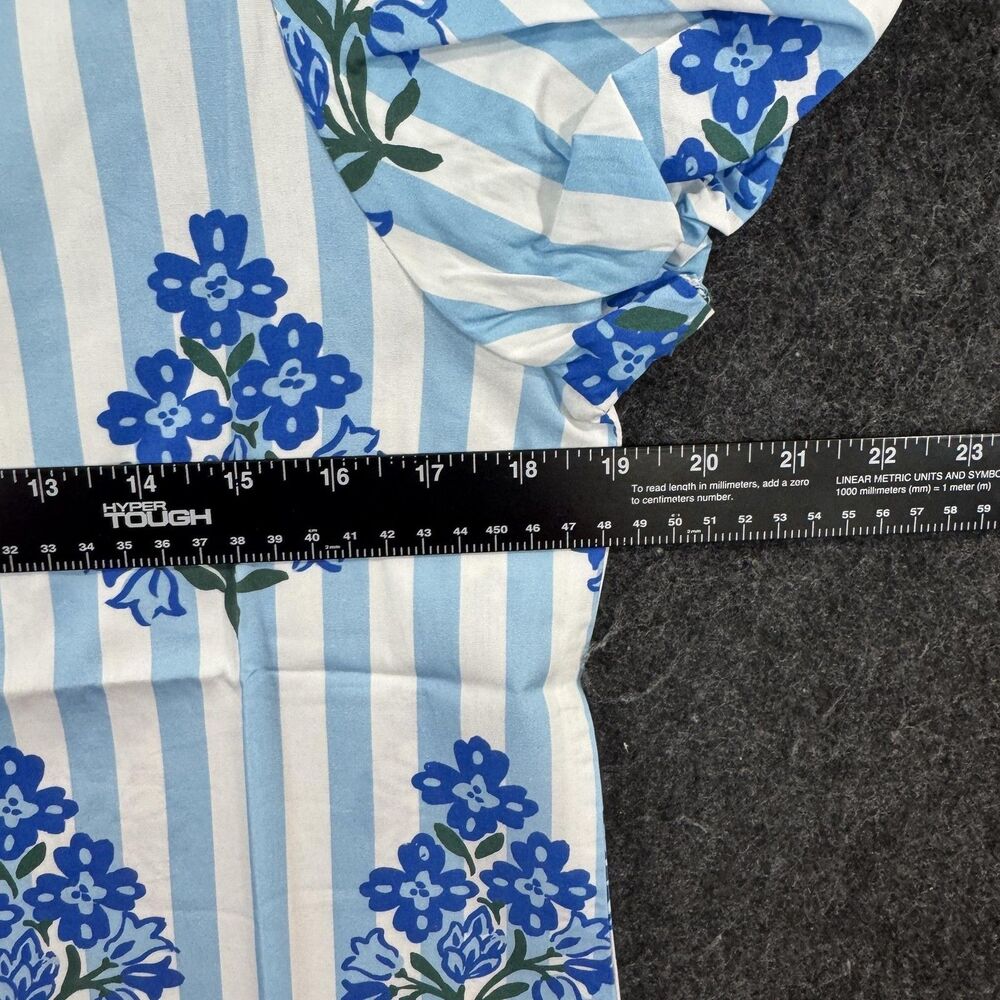 Sail To Sable Dress Women's Small Blue Hydrangea Puff Sleeve Midi Cotton Floral - Picture 7 of 12